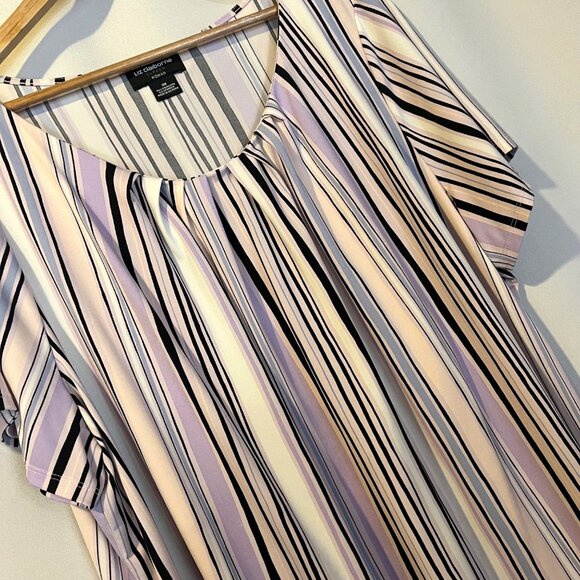 Liz Claiborne Career Striped Scoop Neck Flowy Top 3X Office Business Casual - Picture 4 of 4